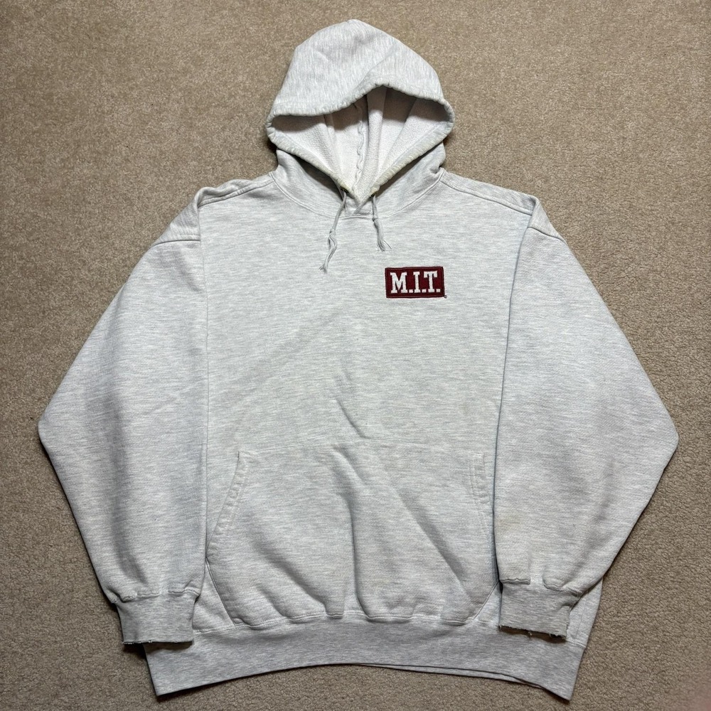 Vtg Champion MIT Hoodie Sweatshirt Mens XL Gray USA 90s Massachusetts Tech